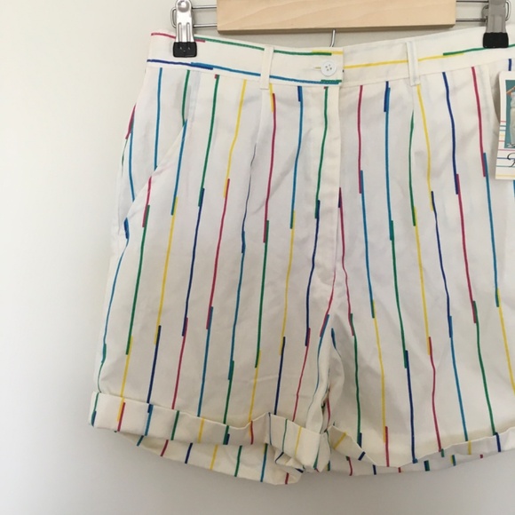 VTG 80s Hunter’s Glen Rainbow Striped Shorts Sz 9/10 High Waisted NOS Japan Made - Picture 5 of 16